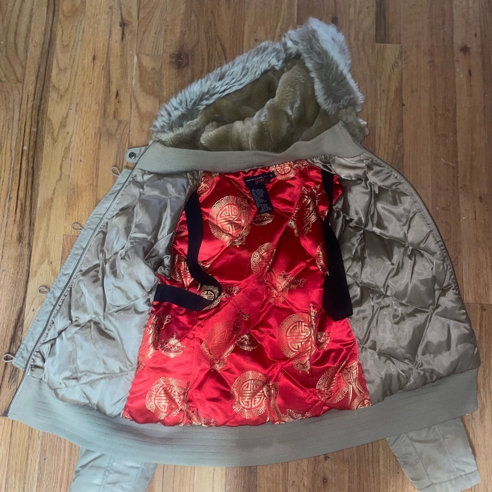 Womens Vintage Y2K Triple Five Soul / 555Soul jacket with fur hood bomber jacket